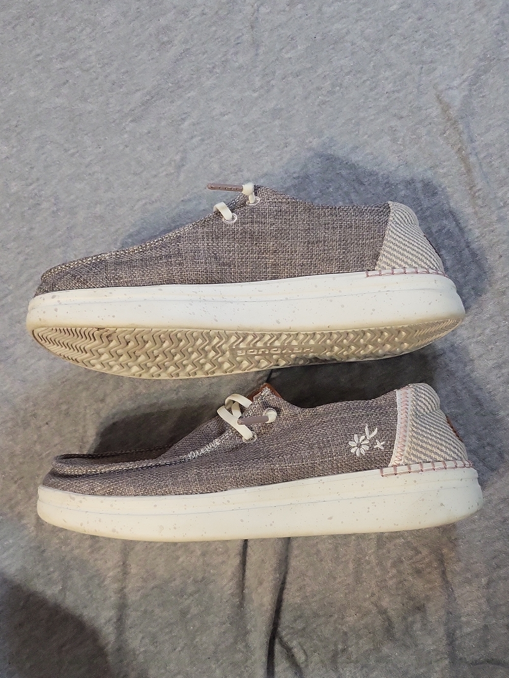 Hey Dude Grey Canvas Lace-Up Slip-On Shoes - Picture 7 of 7